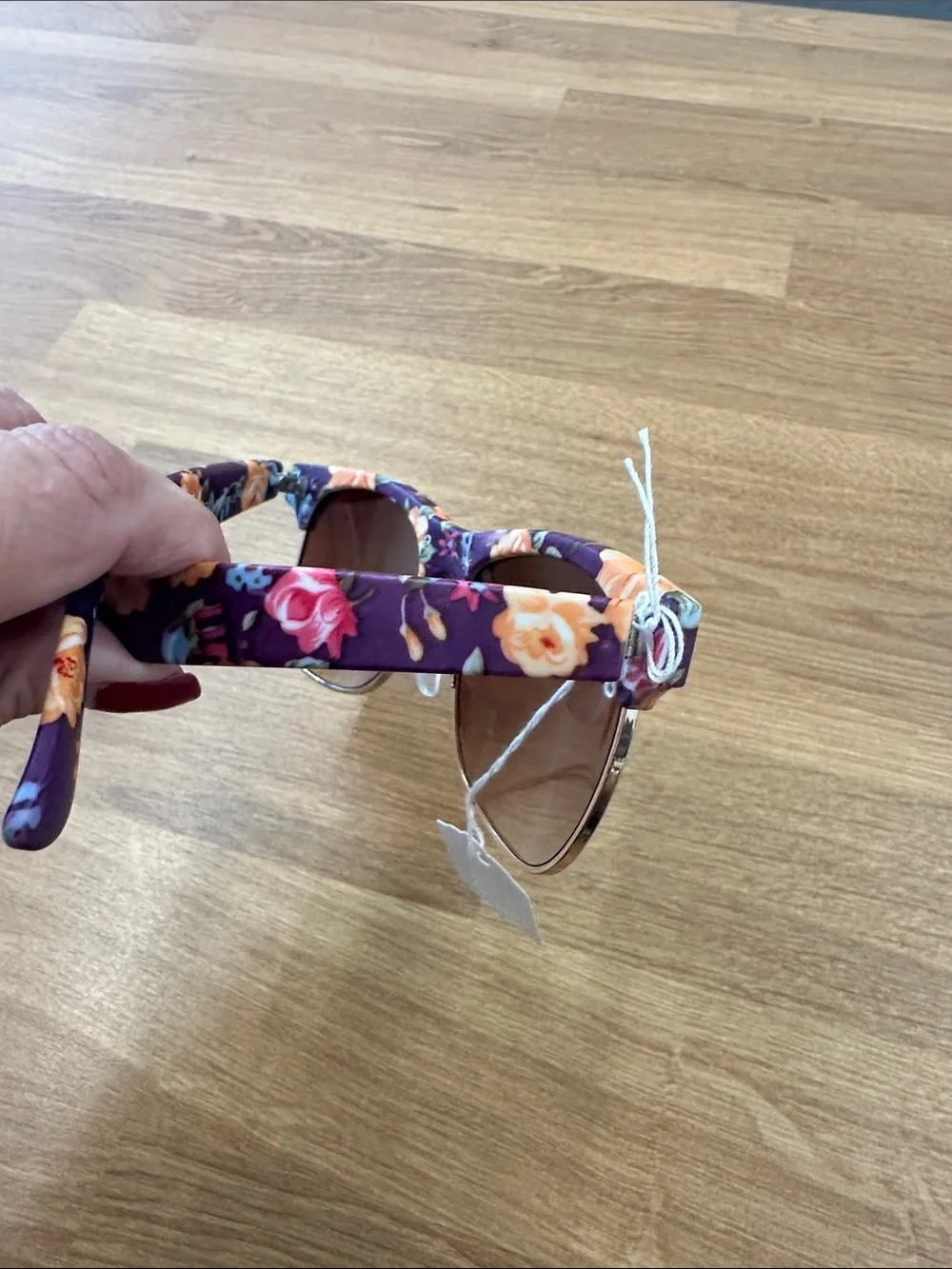 Floral Pattern Women's Sunglasses - Purple/Orange